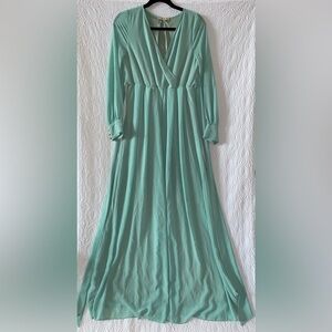 RICARICA Surplice Long Sleeve Chiffon Sash-tie Maxi Dress